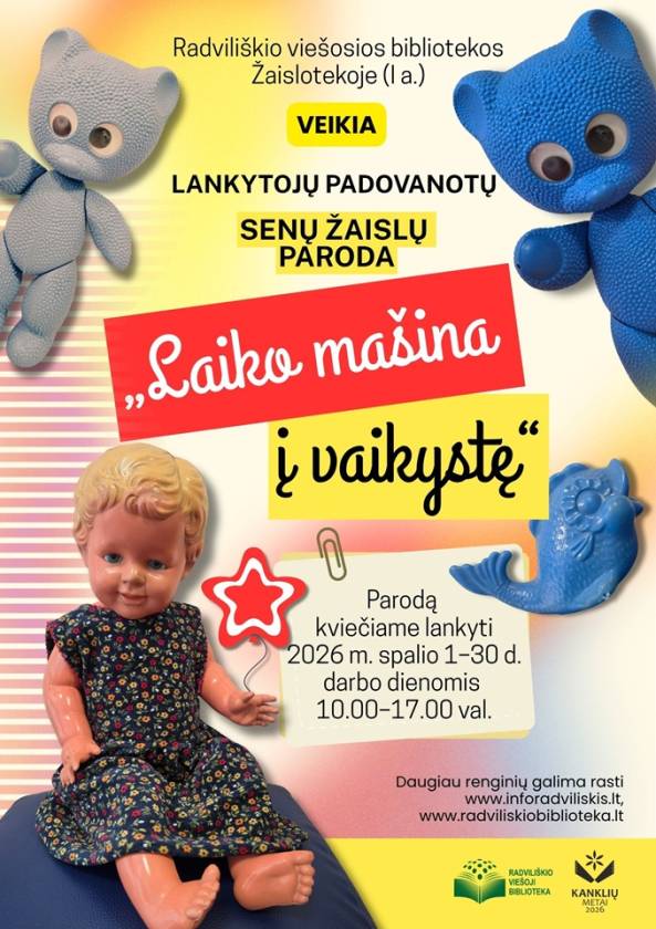 Bibliotekos lankytojų padovanotų senų žaislų paroda „Laiko mašina į vaikystę“