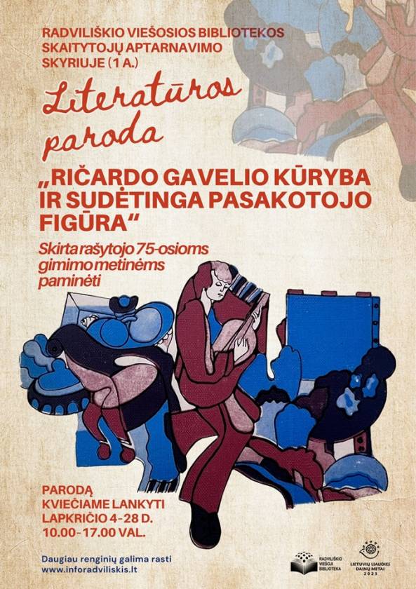 Literatūros paroda  „Ričardo Gavelio kūryba ir sudėtinga pasakotojo figūra“